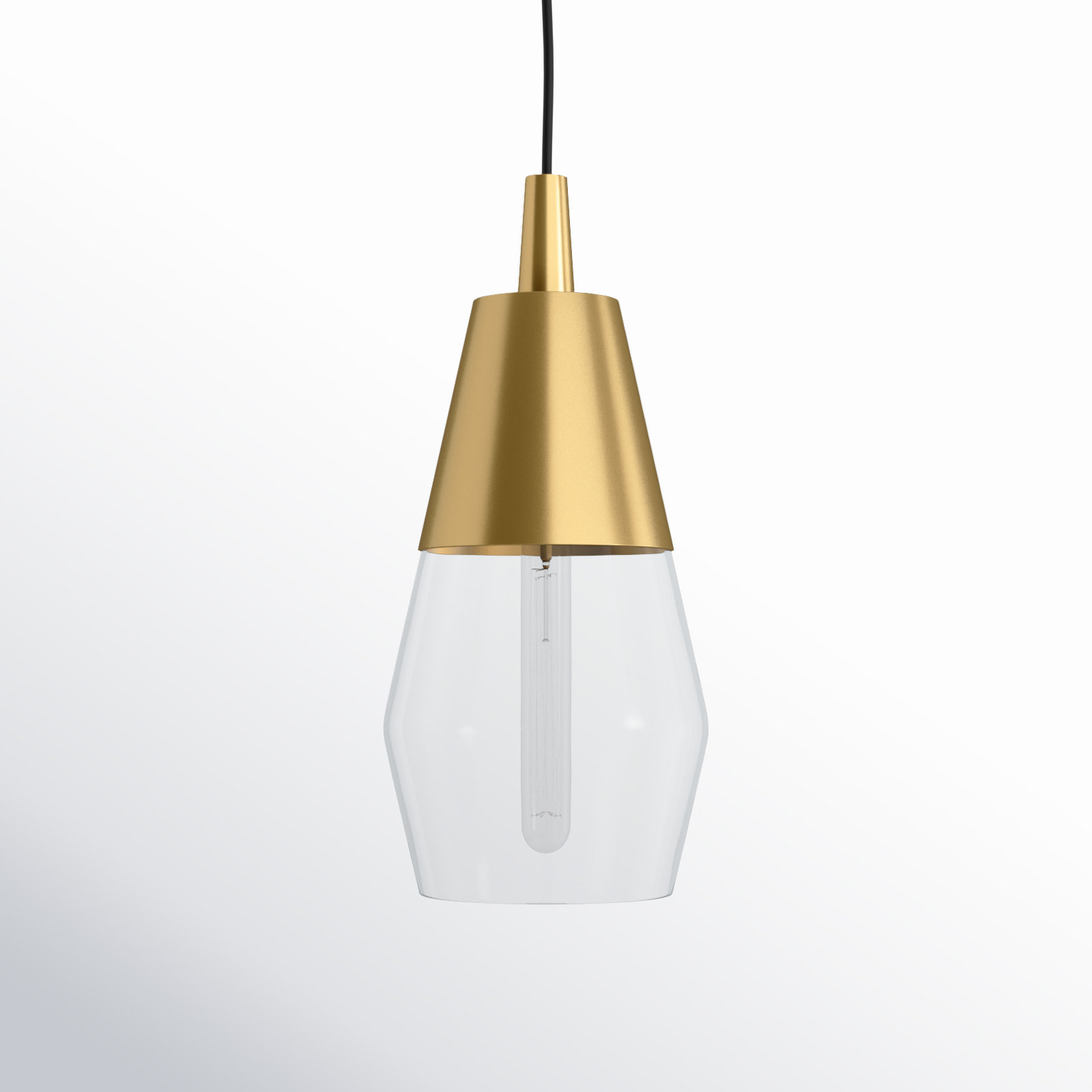 Seraphina Single Light Glass Dimmable Pendant, Gold