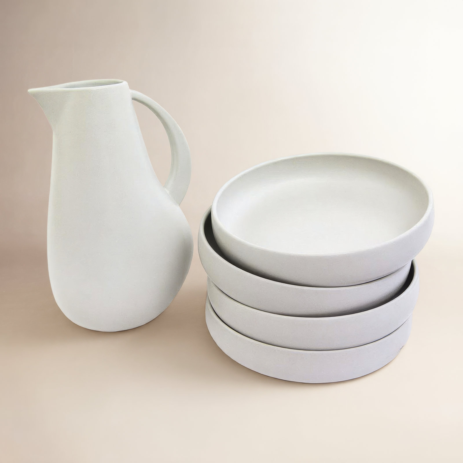 Borgen Stoneware Dinnerware Set - Service for 4, Chalk