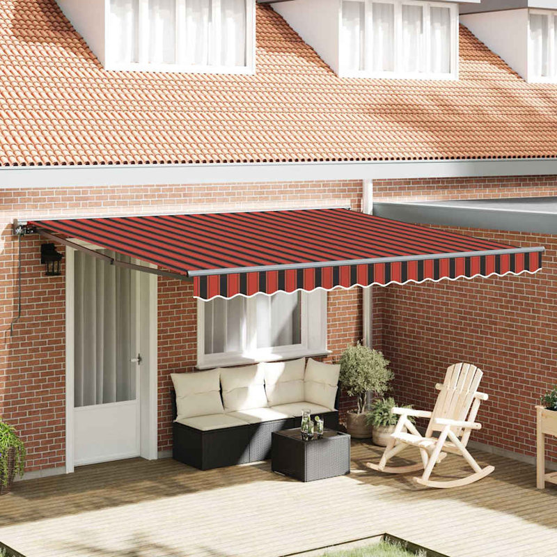 Brayden Studio Retractable Door / Window Awning, 400 cm W x 300 cm D, Orange/Brown/Anthracite