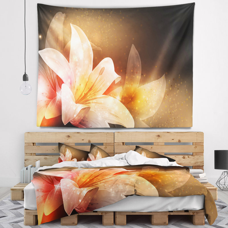 Tapisserie florale à motif floral brun éclatant, H 32 po x l 39 po