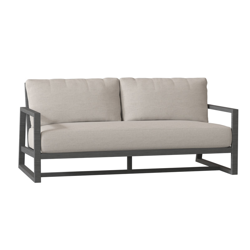 Causeuse en aluminium Avondale - Gris ardoise, Sans bourrure + bourre standard, Lin Dove Sunbrella®, Gris ardoise
