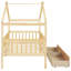 Lit simple en bois pour lit simple - Deux tiroirs peu encombrants, bois de pin massif, naturel, têtes de lit incluses avec option de rangement aspect naturel, tiroirs,