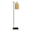 Grande lampe sur pied d'angle, éclairage sur pied pour le salon, la chambre à coucher et l'espace de bureau, lampe sur pied avec abat-jour en bambou brun clair et bronze 110V