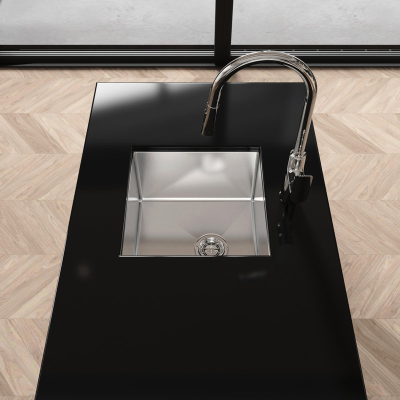 Évier encastré gris Nano 18 x 18 - Acier inoxydable avec drainage rapide de l'eau et fini durable de cuisine simple de 18 po X