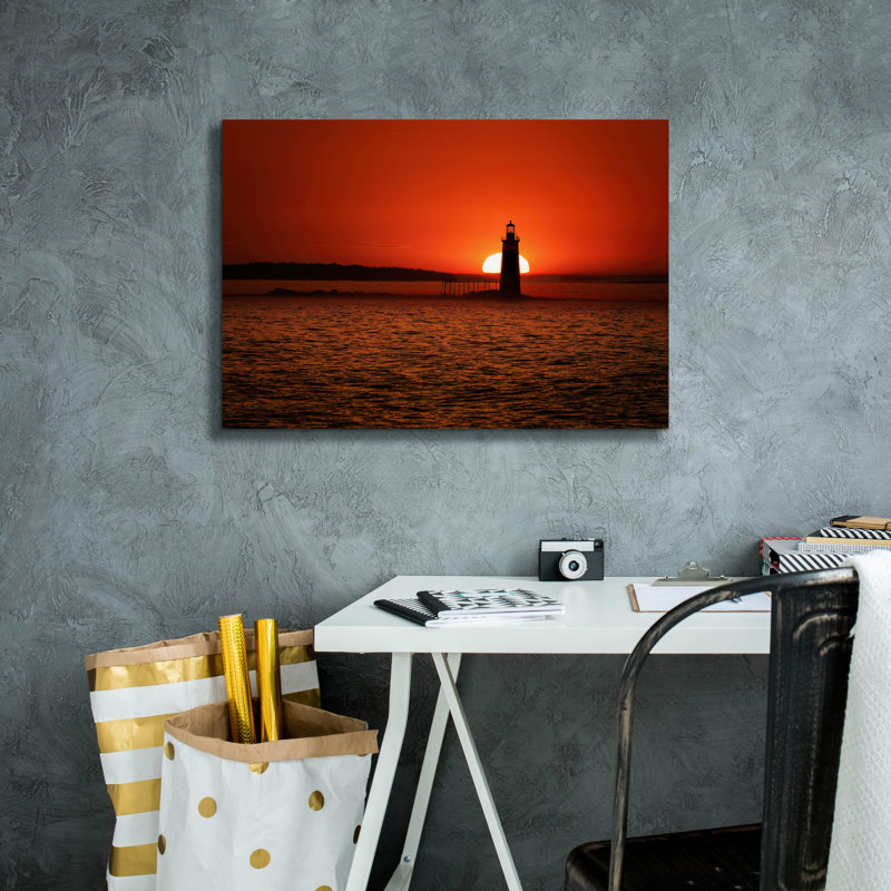 «Sunrise At Ram Island Ledge» par Rick Berk, art mural sur toile, H 18 po x l 26 po x P 0,75 po
