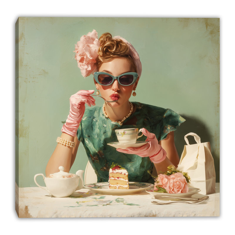 Art moderne sur toile tendue Modern Tea Moment, L 20 po x H 20 po x P 1,5 po