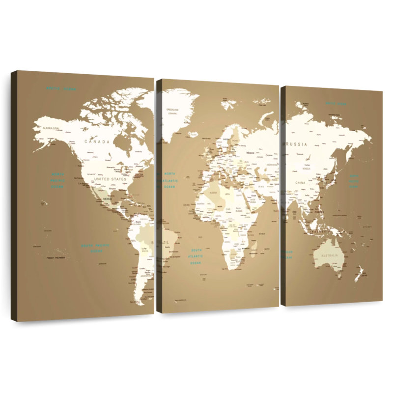 Aliaz World Map Masterpiece I, 32" H x 50" W