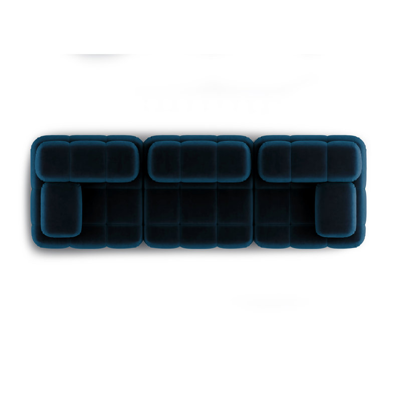 3 Seater Velvet Sectional, Navy Blue