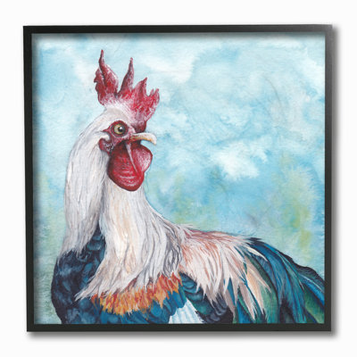 « light blue painted coq portrait », impression