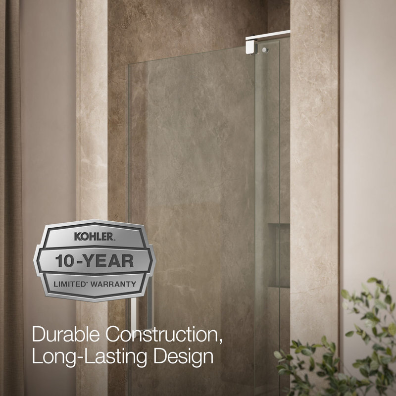 Revel 27.25'' x 70'' Pivot Shower Door with CleanCoat® Technology, Bright Polished Silver, Crystal Clear