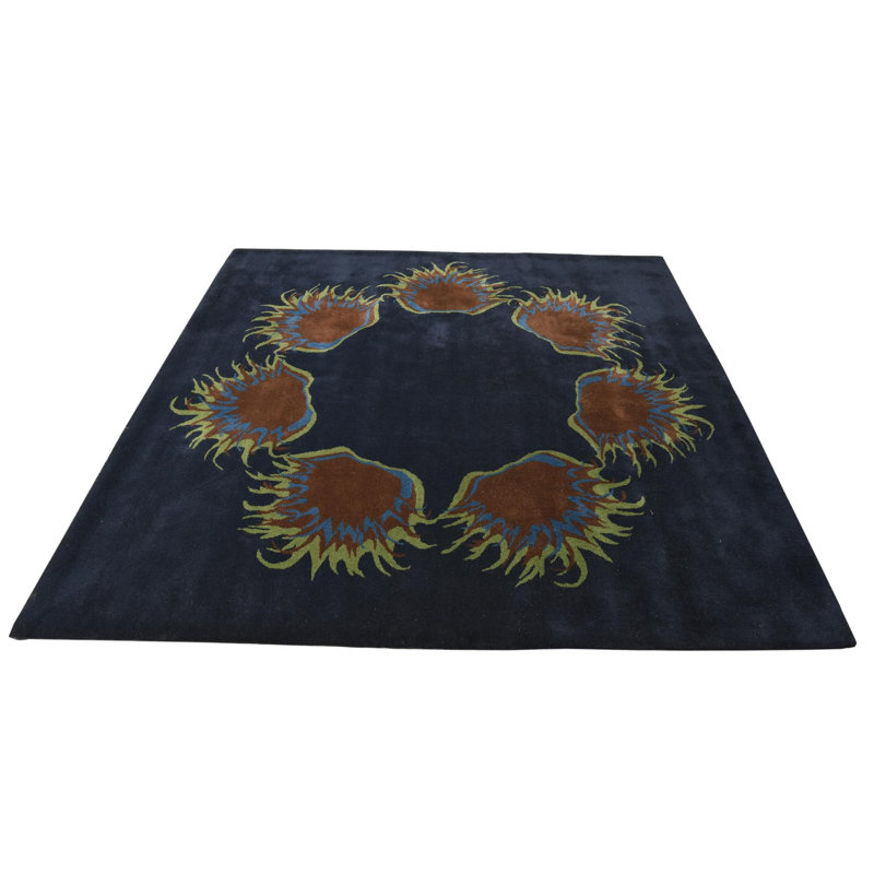 Tapis carré bleu marine Myrick