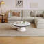 71 cm Round Marble-Pattern Glass Coffee Table