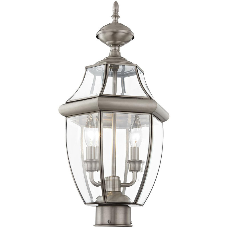 Monterey Colonial Style Brushed Nickel 2-Light Outdoor Lantern