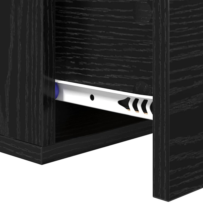 Manufactured Wood Bedside Table, Black Oak