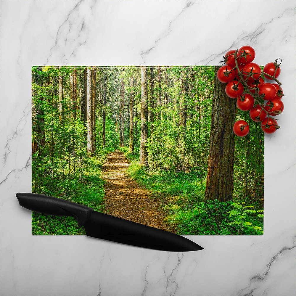 Woodland path Designer Glass Chopping Board