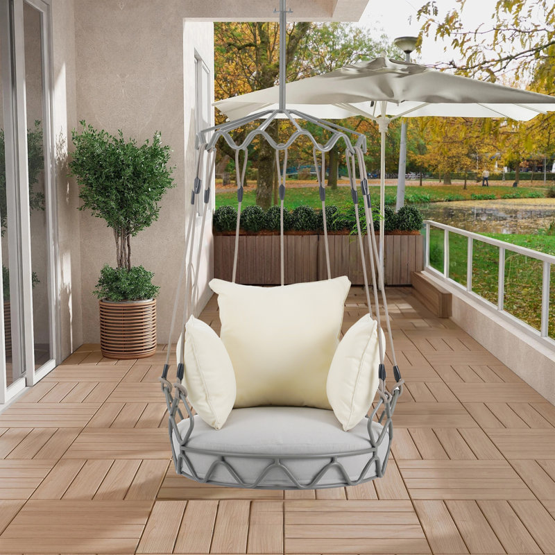 Balancelle d'extérieur à assise profonde avec coussin, Beige