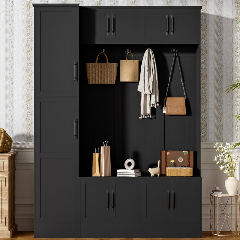 Modern 79'' H Hall Tree For Entryway, Black