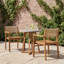 Chaises de salle à manger d'extérieur sans accoudoirs modernes en bois d'acacia avec dossier en osier PE-125186792-125186795