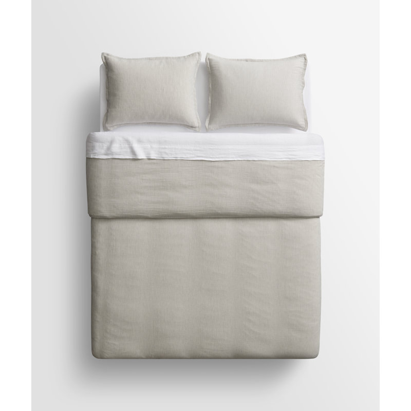 Kimball Duvet Cover Set, Queen Duvet Cover + 2 Queen Shams, Charcoal/White