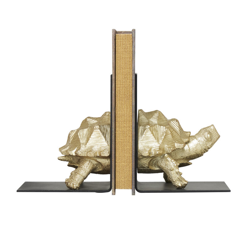 Polystone Turtle Decorative Bookends with Black Stands