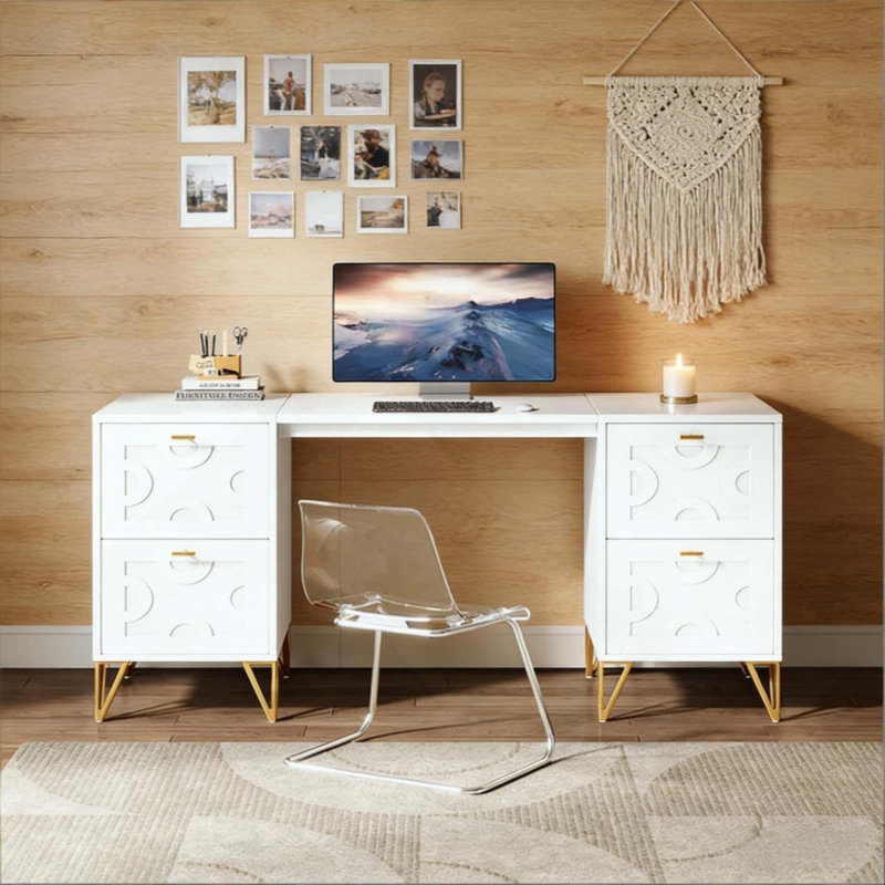Bureau de bureau élégant, bureau d'ordinateur en bois, bureau de direction pratique