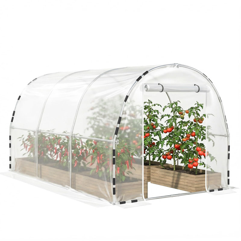 Walk-in Tunnel Greenhouse , Galvanized Steel Frame And Waterproof Uv-resistant Cover For Outdoor Plant Growth & Gardening