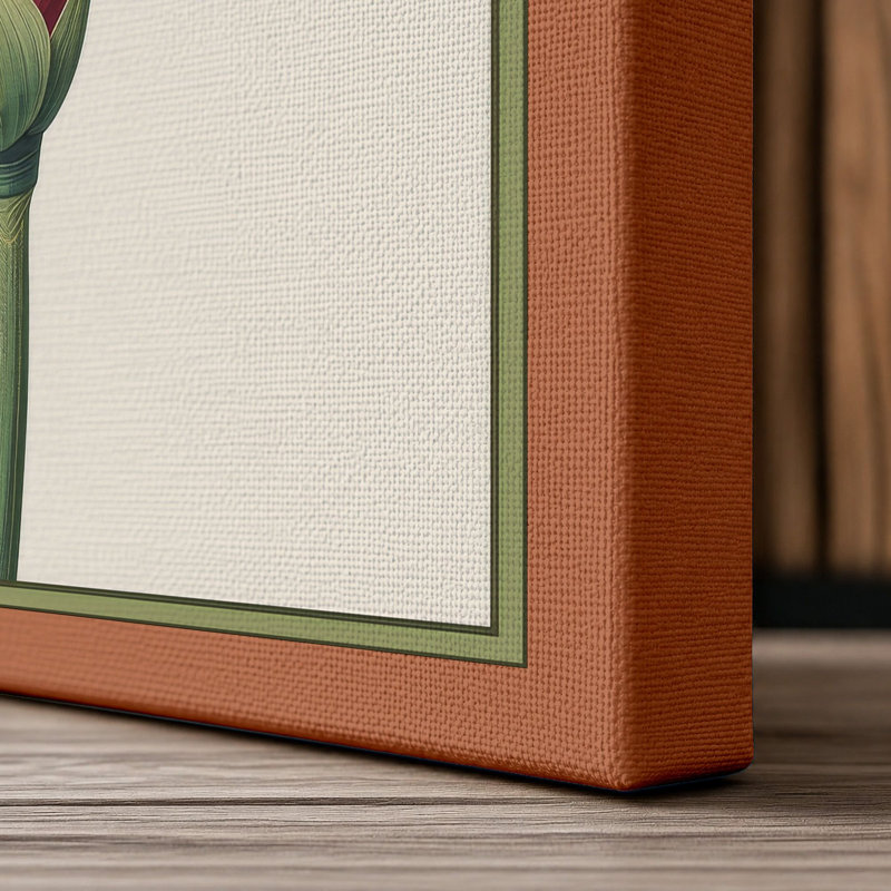 Pink Carnation Study Botanical - Wrapped Canvas, 24x16 - 61.0 x 40.6 cm, Terracotta Border