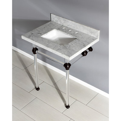 Kingston Brass Templeton 30-Inch Vanity Top with Clear Acrylic Legs (8-Inch, 3-Hole)