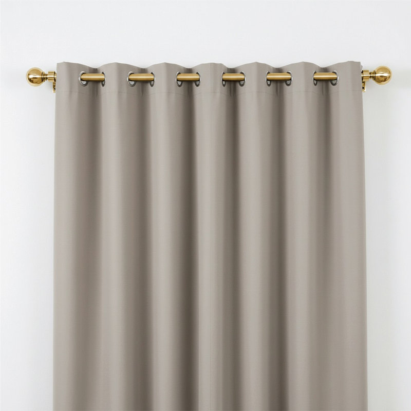 Adjustable Metal Curtain Rod Set with Finials (Set of 2), Antique Brass, 3.78cm H x 222cm W x 7cm D