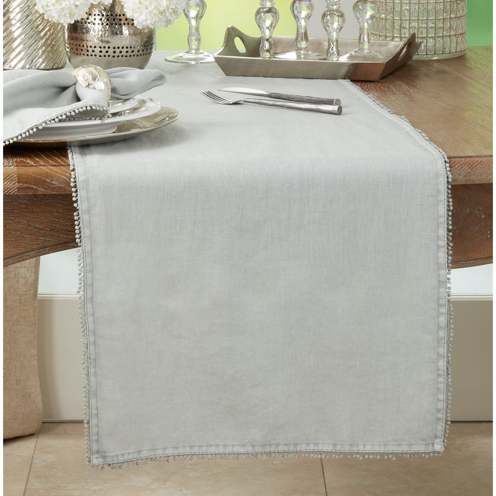 Trezza Table Runner, Blue Gray