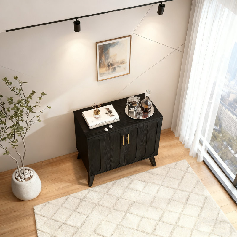 Cabinet With Adjustable Shelves & Solid Wood Legs, Buffet Cabinet With Storage, Walnut Storage Cabinet For Living Room, Entryway, Hallway, Dining Room, Kitchen