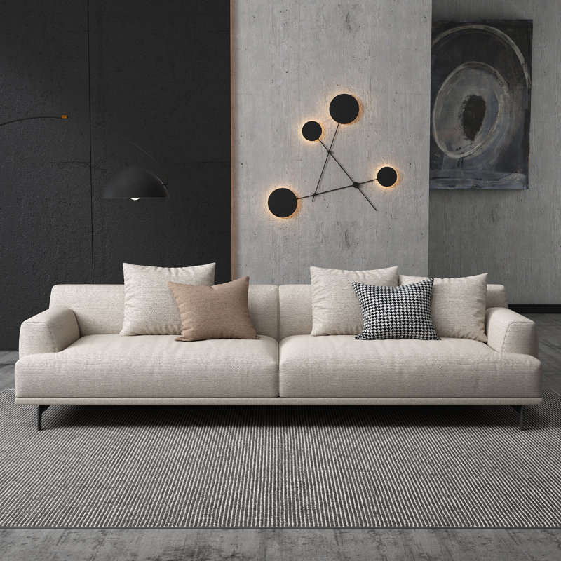 Canapé 82,6 po, canapé 3 places de salon, canapé moderne avec coussins de soutien profonds et accoudoirs larges, tissu en coton et lin, beige