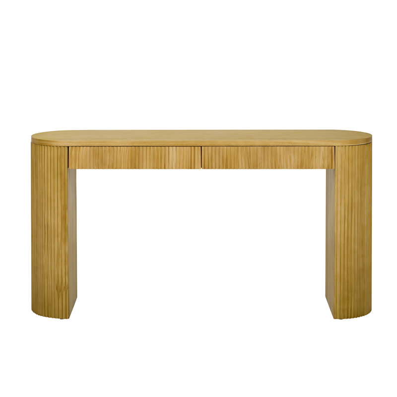 Console en bois Glim avec rayures verticales et tiroirs