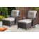 Deb Wicker Patio Swivel and Glider Chairs with Ottomans and Cushions(Set of 2)