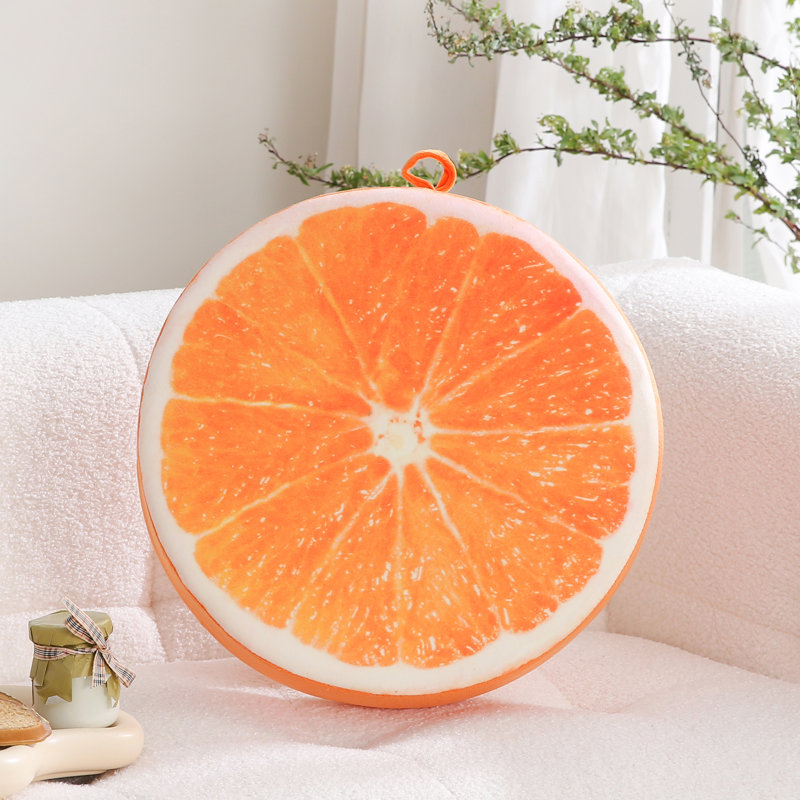 Fruit Velvet Round Throw Pillow (15-Inch), Orange