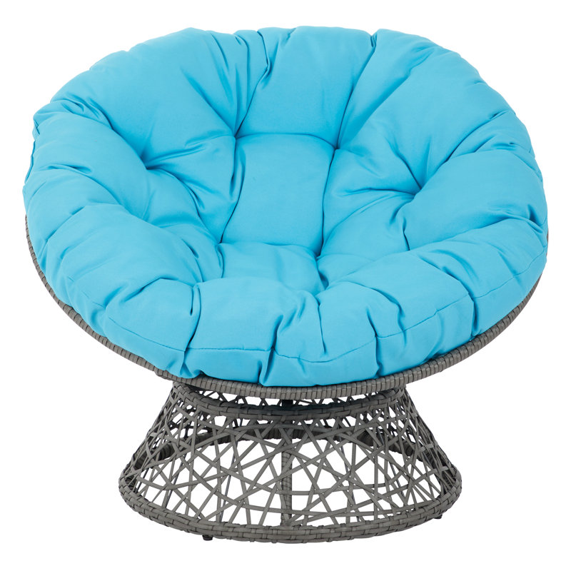 Leianna Upholstered Swivel Accent Chair, Gray, Blue Polyester Blend