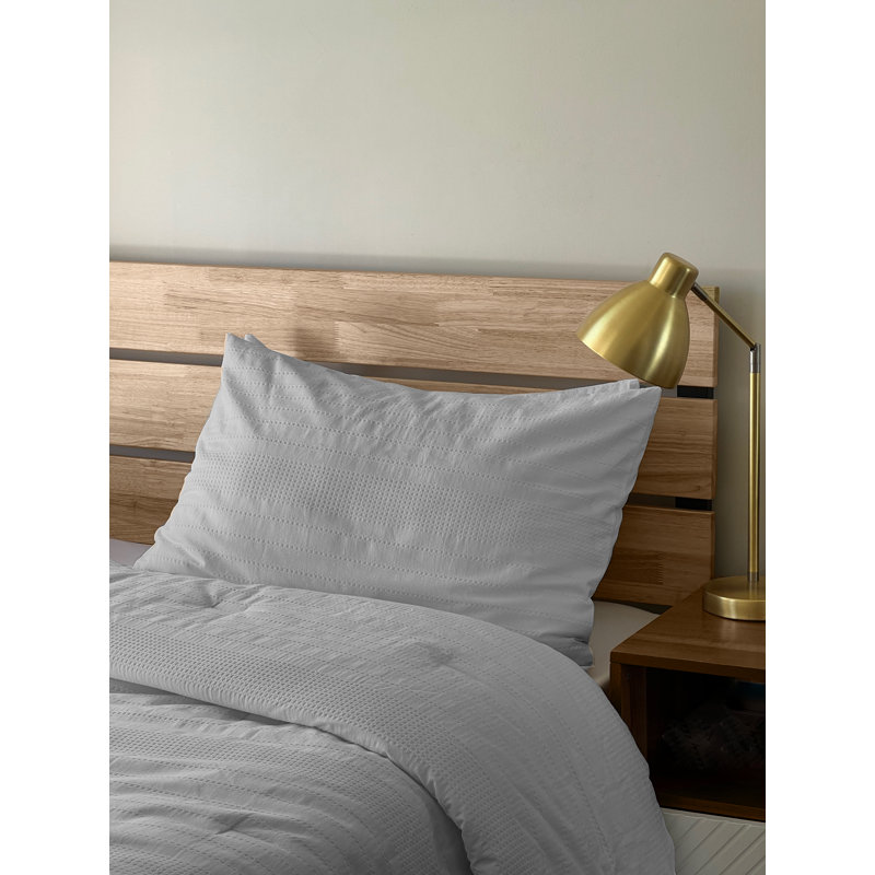 Gray Cotton Waffle Twin Comforter Set with Pillow Sham
