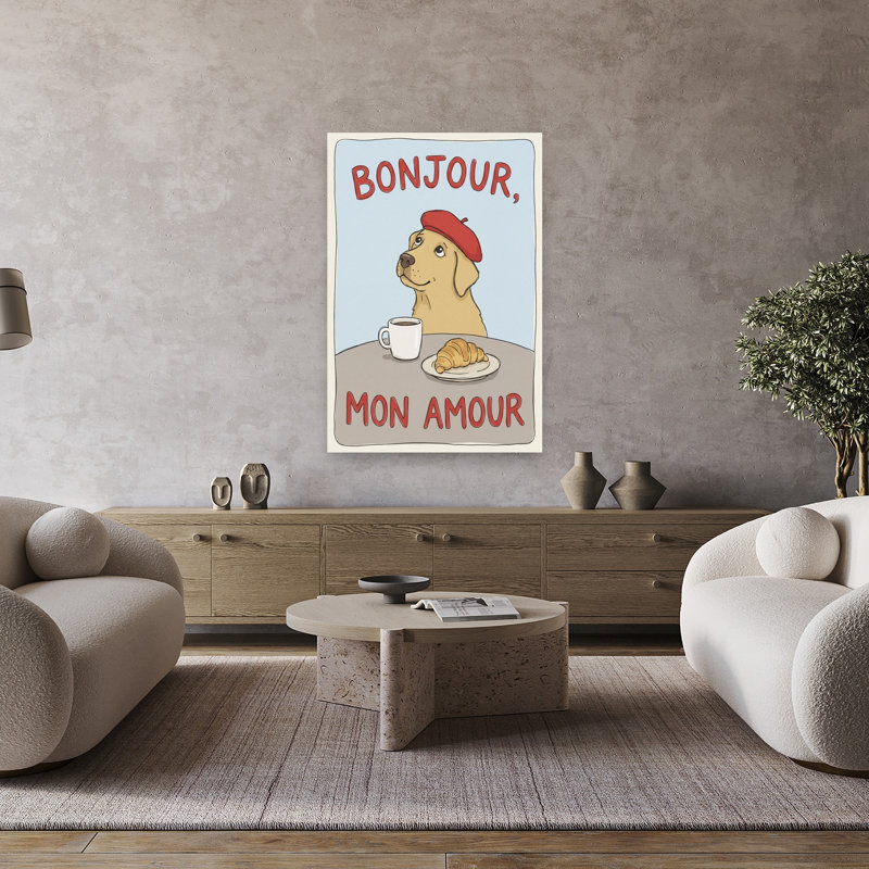 «Bonjour Mon Amour Dog», reproduction d'art murale, 48" H x 32" W