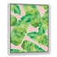 « green palm leaves on rose background », reproduction de peinture à l’aquarelle sur toile encadrée