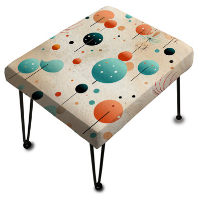 Blue Funky Polka Dot Floral Delights - Vintage Rectangle Ottoman