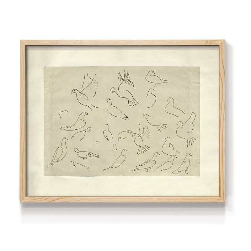 Croquis rétro - LV - reproduction encadrée, H 11 po x l 14 po, Naturel