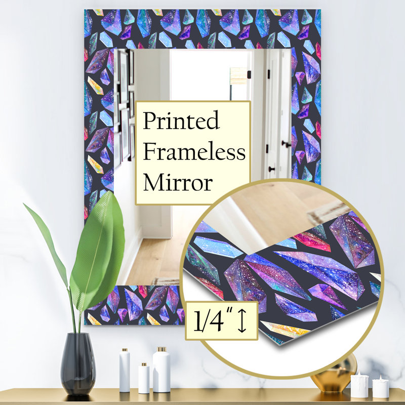 Cristal aquarelle avec miroir mural star ciel moderne, H 24 po x l 32 po