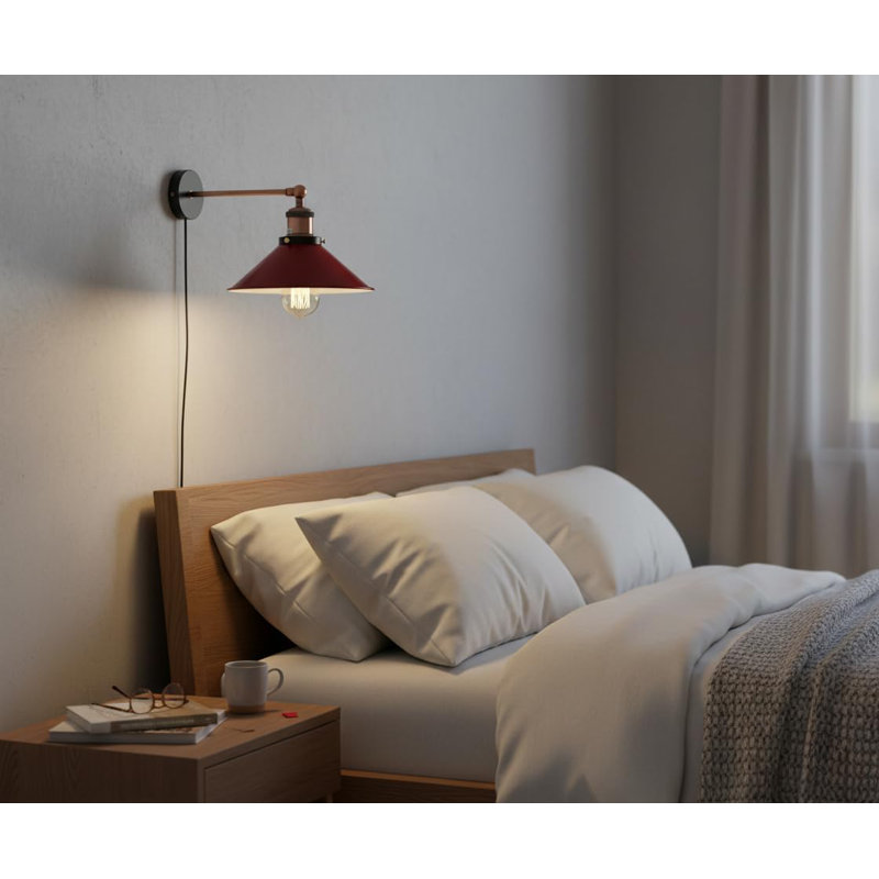 Applique murale industrielle en métal sans fil à angle réglable avec bras réglable en métal pour cuisine, salle de bain, salon et couloir
