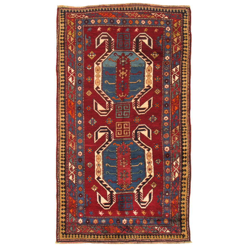 Kazak One-of-a-Kind 4'7" X 8' 1900s Wool Area Rug in