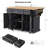 54" Large Rolling Kitchen Island With Drop Leaf, Mobile Kitchen Island With 4 Doors And 3 Drawers, Wooden Kitchen Cart On Wheels For Kitchen, Dining Room, Black-1562023247