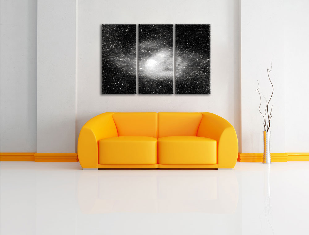 3-tlg. Leinwandbild-Set „Ferne Galaxie im Sternenstaub“, Kunstdruck