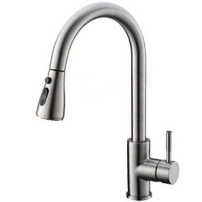 Kitchen Sink Faucet With Pull Down , Single Handle Brass, Brushed Nickel, Touch-On, 3 Modes Water, Simple Install Technique Approach Easy To