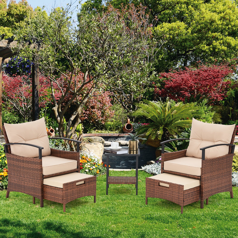 Rashaan 2 - Person Patio Conversation Set with Cushions, Beige