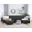 Finnegan 5 Seater Faux Leather Sofa Bed-1597874258