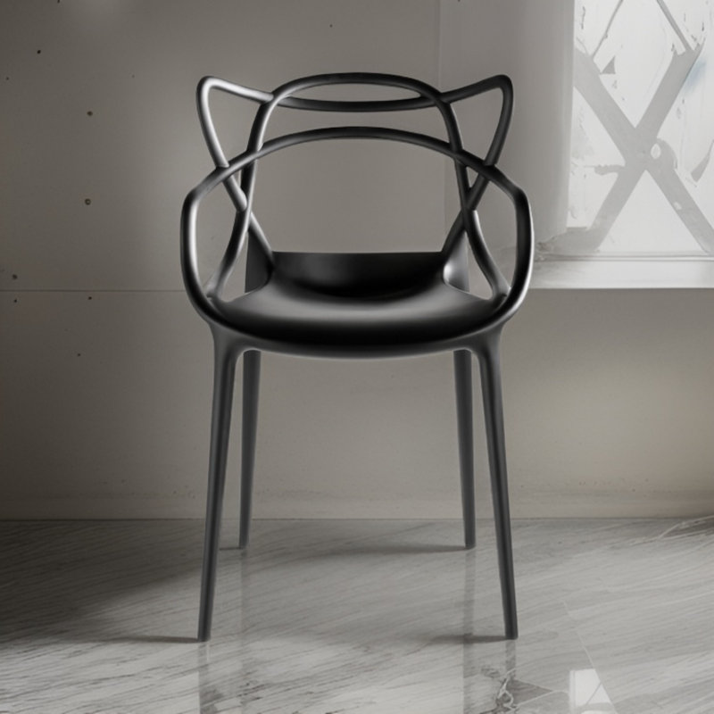 Fauteuil empilable à dossier croisé Brayven, Noir
